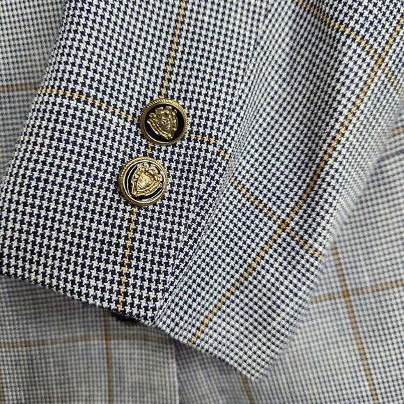 Vintage Stirling Cooper Glen Plaid Blazer Women's 10 Petite Gray Double Breasted - Picture 6 of 12